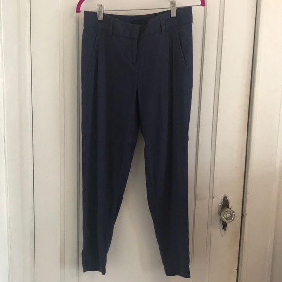 ANN TAYLOR Navy Linen Cropped Pants, SZ 0 - Picture 2 of 7